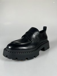 画像1: 【期間限定２０％OFF】　ASH（アッシュ）【GENIAL STUD】厚底レザーローファー　ブラック