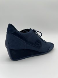 画像3: 【予約品】【２０２６年３月入荷】【NO NAME YOKO ZIP 　TWILL】厚底スニーカー レディース 　ネイビー｜5cmスクエアトゥ・コットンツイル・　※先行予約