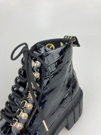 画像2: 【１，０００円引き】ノーネーム/ＮＯ　ＮＡＭＥ　KROSS　LOW　BOOTS　PATENT　CROCO　ブラック　靴　ブーツ